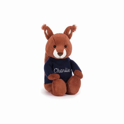 Jellycat Bashful Eekhoorn with Navy Jumper | HE3280614